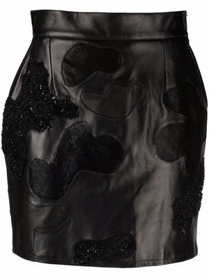 Almaz leather-blend patchwork skirt - Black