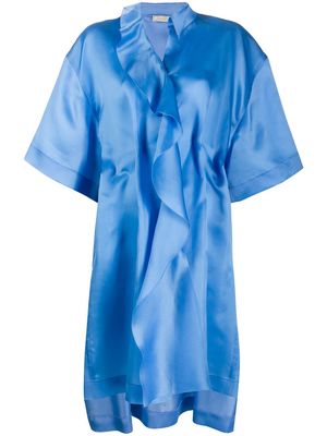 Nina Ricci draped oversized silk dress - Blue