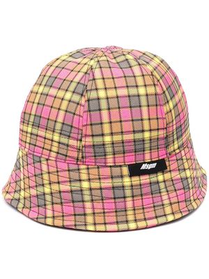 MSGM check print bucket hat - Pink