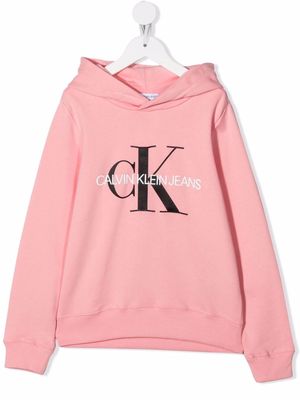 Calvin Klein Kids logo-print cotton hoodie - Pink