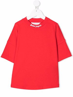 Palm Angels Kids logo-print cotton T-shirt - Red