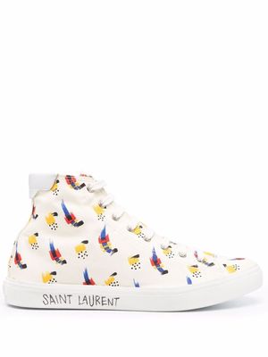 Saint Laurent graphic-print high-top sneakers - Neutrals