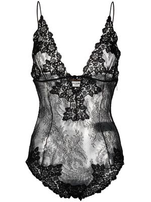 Saint Laurent floral-lace bodysuit - Black
