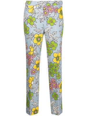 Tory Burch Wallpaper Floral-print trousers - Blue