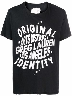 Greg Lauren slogan-logo print T-shirt - Black