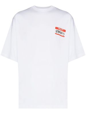 VETEMENTS My Name Is tag-print T-shirt - White