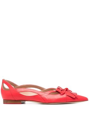 Scarosso bow-detail pointed-toe ballerina shoes - Red