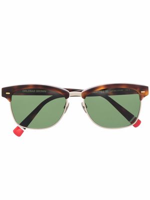 Orlebar Brown tortoiseshell rectangle frame sunglasses - Gold