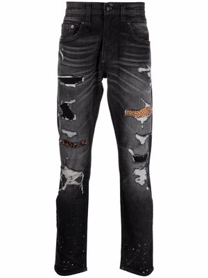 R13 distressed-finish straight-leg jeans - Grey
