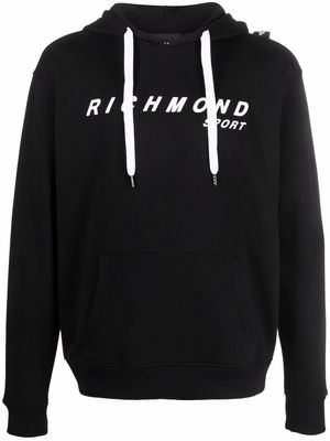 John Richmond logo print hoodie - Black