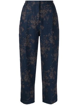 YMC Market high-waist cropped trousers - Blue