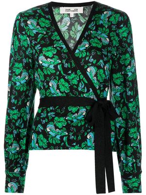 DVF Diane von Furstenberg New Silver floral-embroidered knit top - Green