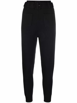 Self-Portrait belted tapered track pants - Black