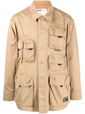 izzue utility single-breasted jacket - Brown