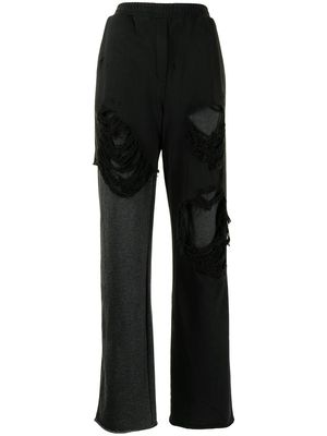 Goen.J distressed layered wide leg trousers - Black