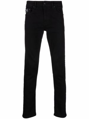 Versace Jeans Couture embroidered-logo skinny jeans - Black