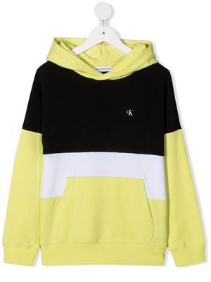 Calvin Klein Kids logo-print colour-block hoodie - Yellow