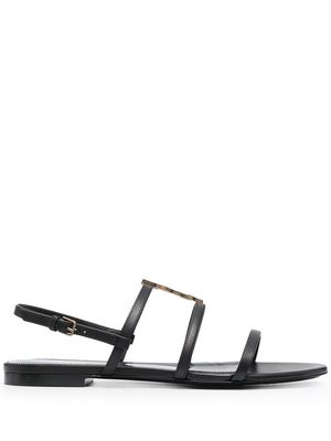 Saint Laurent Cassandra monogram flat sandals - Black