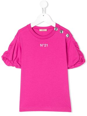 Nº21 Kids ruffle trim T-shirt - Pink
