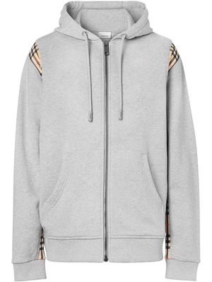 Burberry check-panel hoodie - Grey