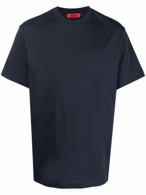 424 finished-edge half-sleeves T-Shirt - Blue