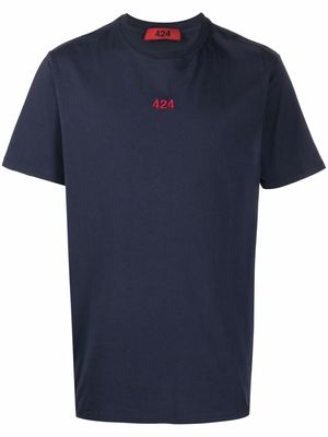 424 embroidered logo T-shirt - Blue