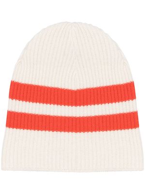 Cashmere In Love striped ribbed-knit beanie - Neutrals