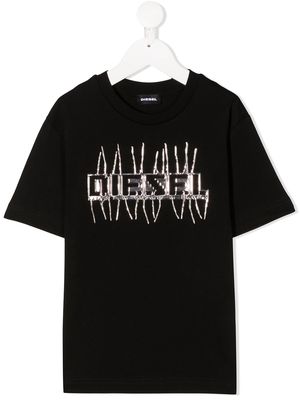 Diesel Kids logo crew neck T-Shirt - Black