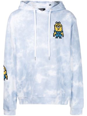 Mostly Heard Rarely Seen 8-Bit Floating Minions-print cotton hoodie - Blue