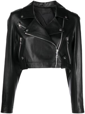 RtA cropped backless biker jacket - Black