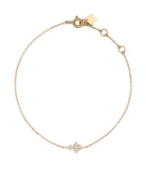 Feidt Paris 18kt yellow gold mini Huguenots diamond cross charm bracelet