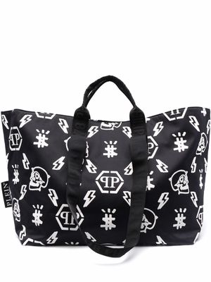 Philipp Plein monogram pattern tote bag - Black