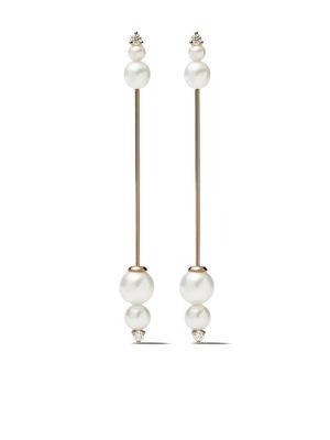 Mizuki 14kt gold Sea of Beauty diamond pearl long earrings