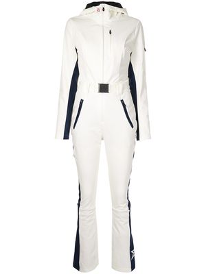 Perfect Moment star-print belted ski one-piece - White
