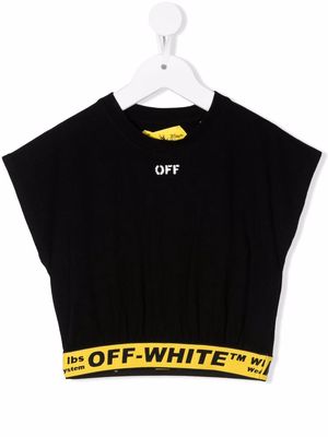 Off-White Kids logo-waistband top - Black