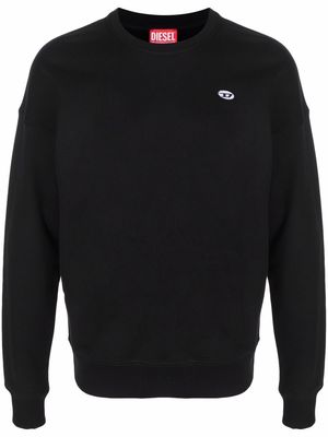 Diesel logo-patch crew neck sweatshirt - Black