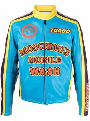Moschino graphic-print panelled jacket - Blue