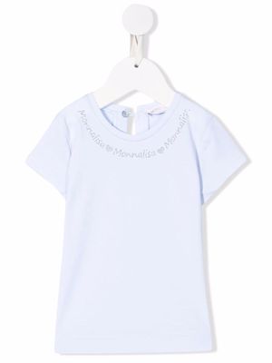 Monnalisa studded-logo T-shirt - Blue