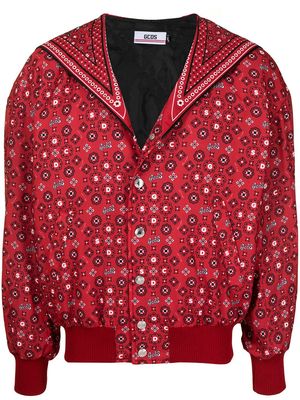 Gcds cat-print floral bomber jacket - Red