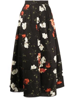 Erdem floral-print pleated skirt - Black