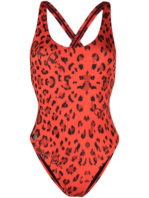 Philipp Plein leopard-print swimsuit - Red