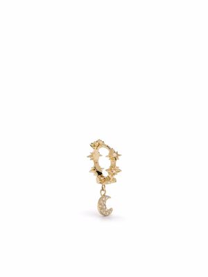 Feidt Paris 18kt yellow gold small Créole multi sun and moon diamond earring