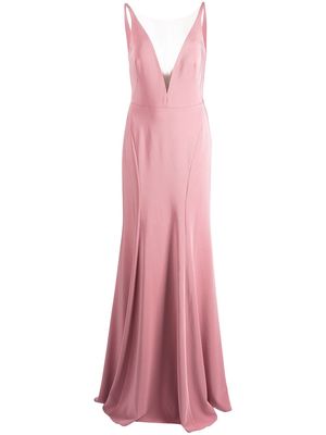 Marchesa Notte Bridesmaids Crema plunging V-neck dress - Pink