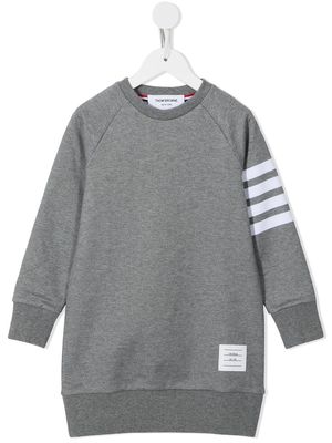 Thom Browne Kids loopback jersey 4-Bar sweatshirt dress - Grey