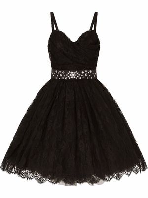 Dolce & Gabbana lace-panel sweetheart-neck dress - Black