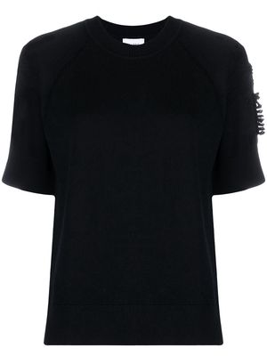 Barrie short-sleeved cashmere top - Black