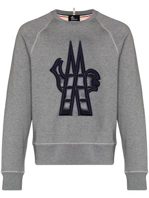Moncler Grenoble logo patch crew neck sweatshirt - Grey