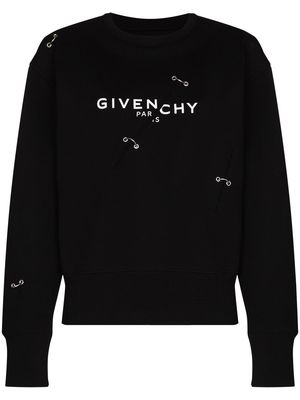 Givenchy ring-embellished logo print sweatshirt - Black