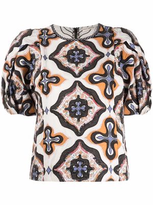 Ulla Johnson Gaia geometric-print cotton blouse - Neutrals
