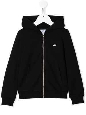 Philipp Plein Junior rhinestone logo zip-up hoodie - Black